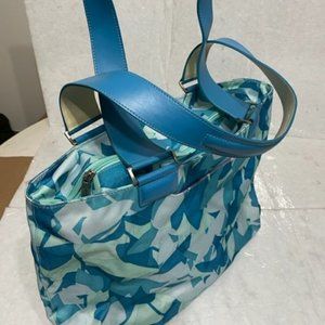 Tumi Women’s Nylon Tote Bag Leather Handles Blue